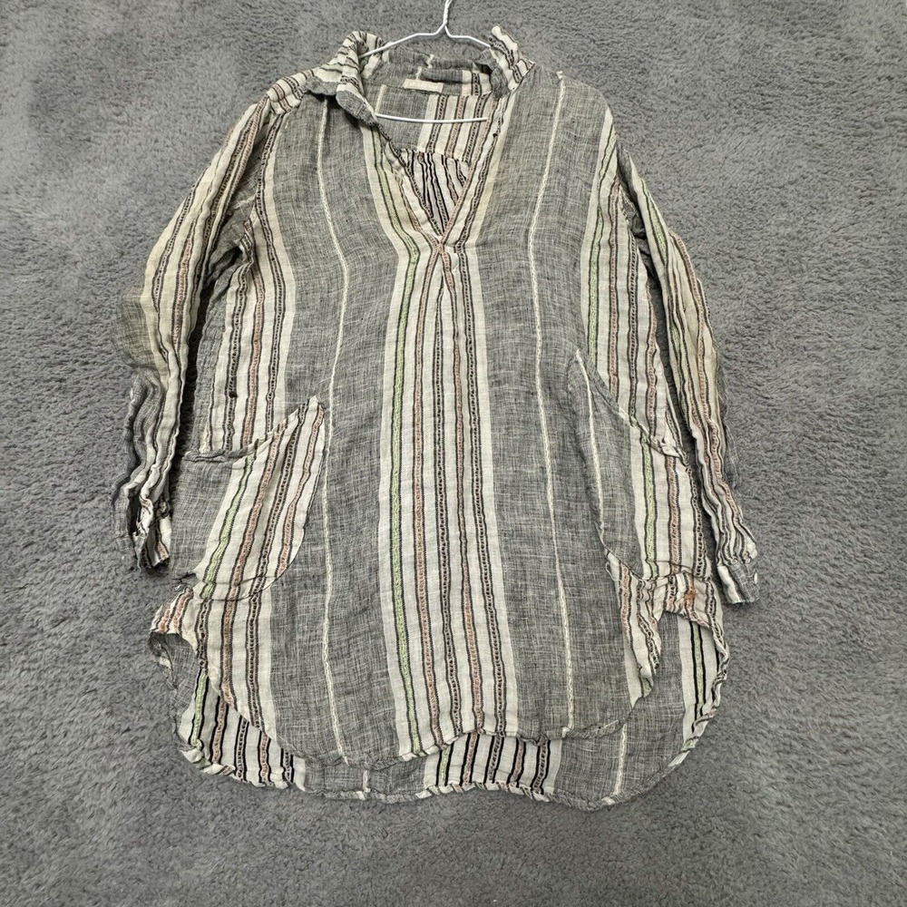 CP Shades Regina Cotton Pintuck Tunic Shirt Dress Top Striped‎